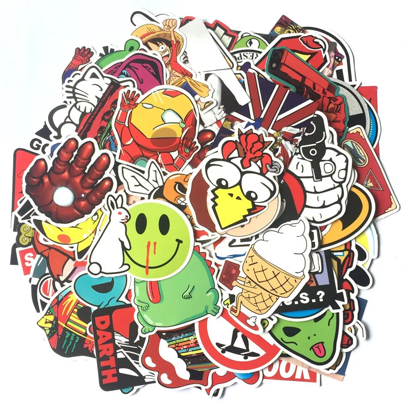 

Bevle 100Pcs/lot Random Stickers For Laptop Phone Luggage Bike Motorcycle Mixed Cartoon Pvc Waterproof Graffiti Sticker