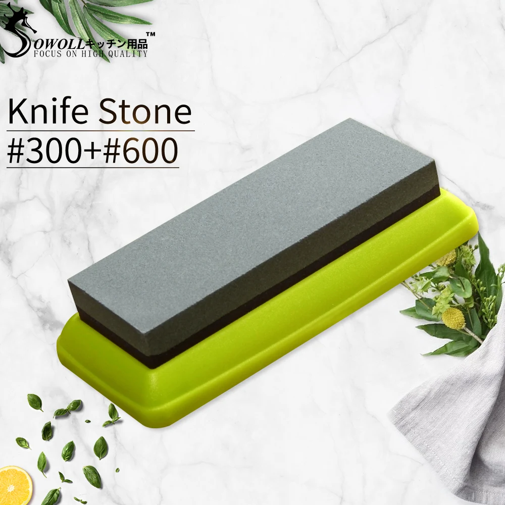 

SOWOLL Brand Multi-Purpose Small Sharpening Stone Practical Kitchen Tools Corundum Small Knife Stone + Plastic Pedestal Top Sale