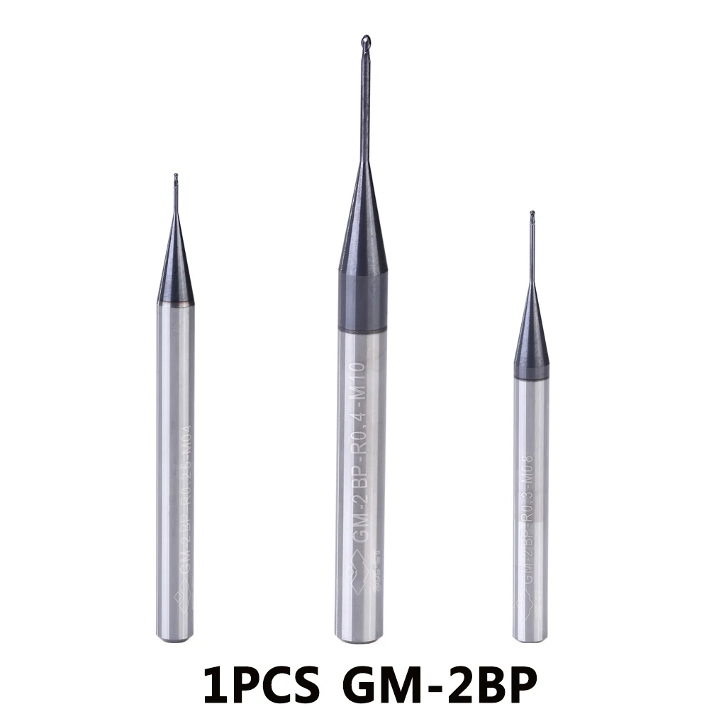 GM-2BP R1.0-R2.5 tungsten steel 2 flute ball nose long neck short cutting edge coated end mill cnc milling cutter cutting tools