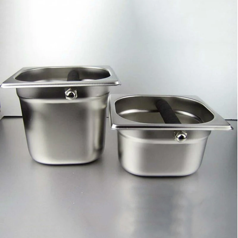 

Stainless Steel Espresso Knock Box Container with Rubber Bar for Coffee Machine