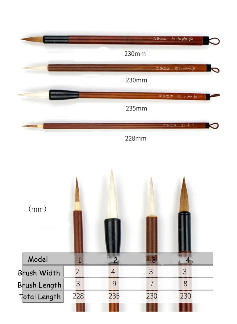 EZONE 4 шт. написание кисточки для занятия каллиграфией Акварельная живопись различных размеры шерсть щётка для волос студентов канцелярские