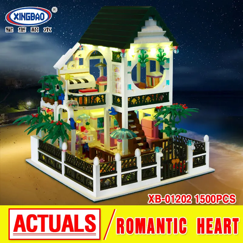 

XingBao 01202 1500Pcs Romantic Heart Set with Light USB Building Block Bricks Educational present