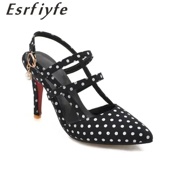 

ESRFIYFE 2019 New Summer High Heels D'Orsay Women Sandals Pointed Toe Shoes Stiletto Woman Wedding Shoes Woman Plus Size 34-48