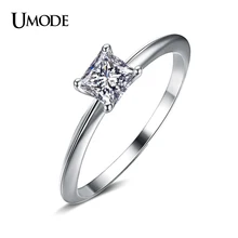 UMODE Wholesale Chinese Jewelry Rhodium plated Princess Cut 5mm 0.63ct AAA CZ Women’s Fashion 2015 Rings AUR0132