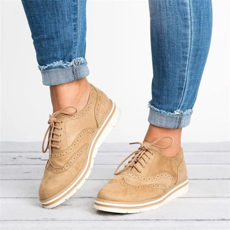 

Women Flats Fashion Brogue Shoes Woman Platform Oxfords British Style Creepers Cut-Outs Flat Casual Women Shoes Big Size 35-43