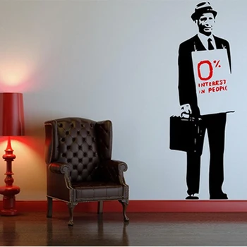 

Cool Banksy Quote Hat Suit Man Vinyl Wall Sticker Decal Mural Wallpaper for Bedroom Living Room Home Decoration Art 45x130cm