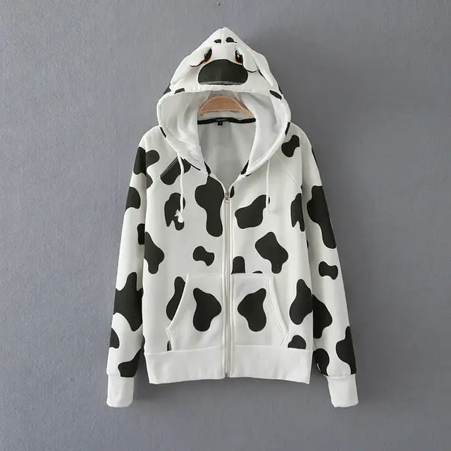 Animal Giraffe Hoodies with Ears Yellow White Hoody Korean Women Men