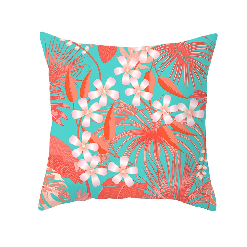 Lychee Coral Series Printed Pattern Pillow Cases Colorful Polyester Peachskin 45x45cm Pillow Cases For Bedroom Home Office