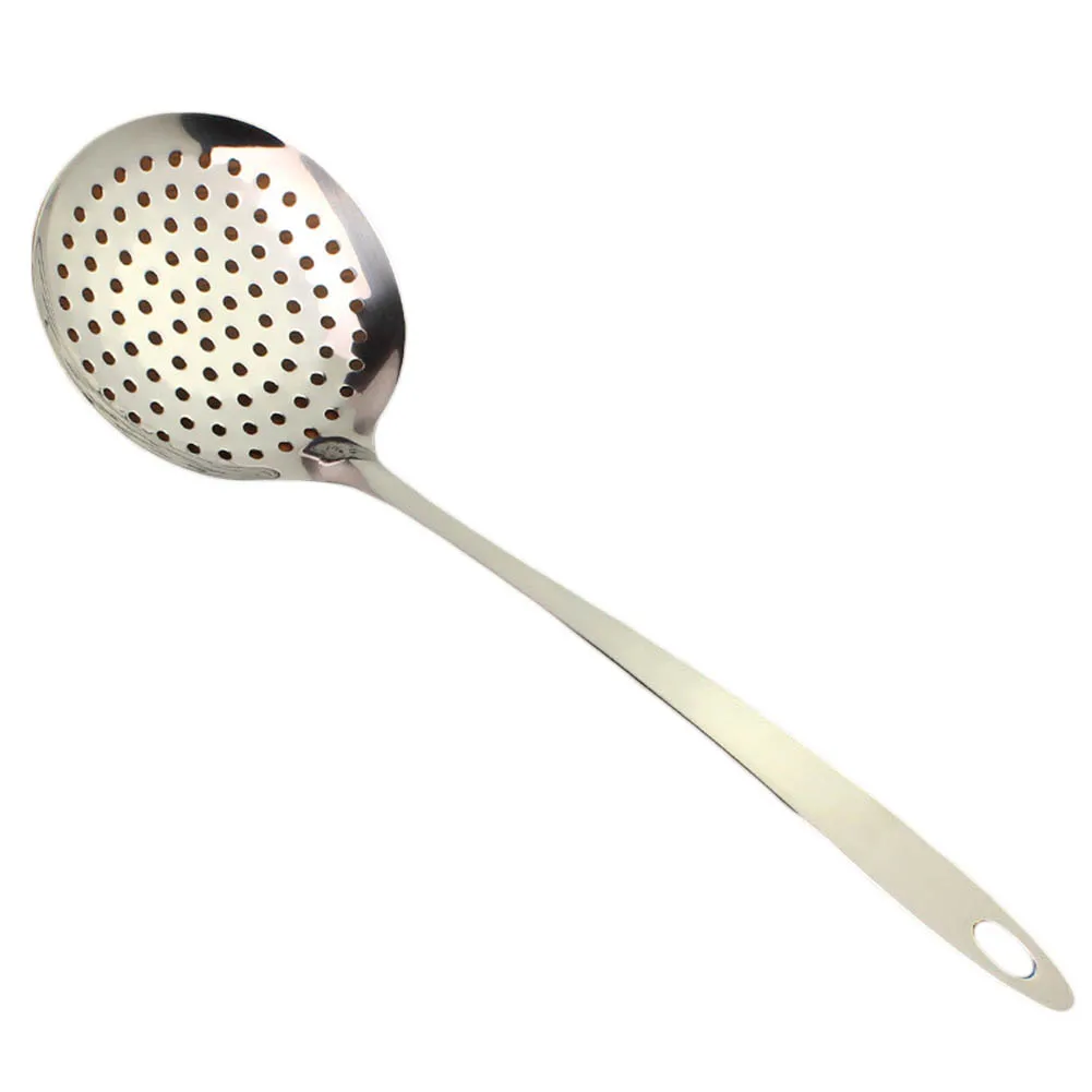 Skimmer Slotted Spoon - 304 Stainless Steel Mesh Strainer Spoon - 15in  Large Slotted Pasta Spoon with Wooden Handle - Colanders & Food Strainers  Spoon