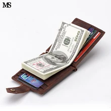 MS Мода Crazy Horse кожа Для мужчин зажим для денег Slim Bifold Wallet Винтаж ID кредитных карт мешок денег Кошелек для монет Кофе k137