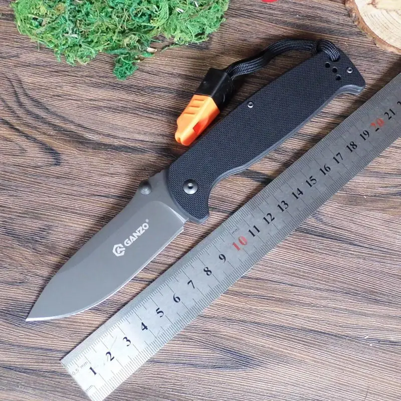 Ganzo G7413 F7413 G7413P F7413P 58-60HRC 440C G10 ручка свистком складной Ножи на открытом воздухе Выживание туристический карманный нож Тактический - Цвет: G7413black