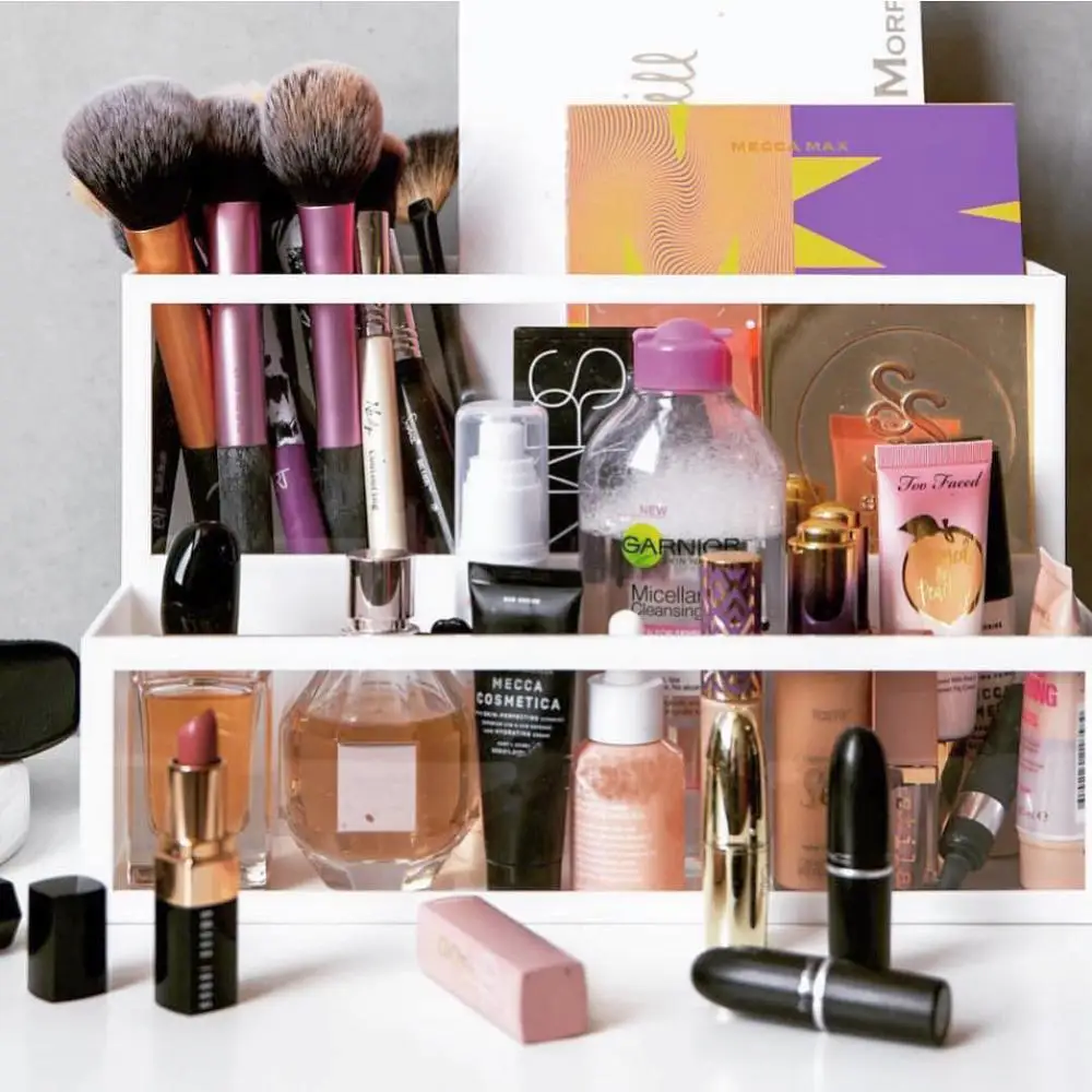Acrylic Large Makeup Brush Holder 2tier Cosmetic Organizer For Vanity