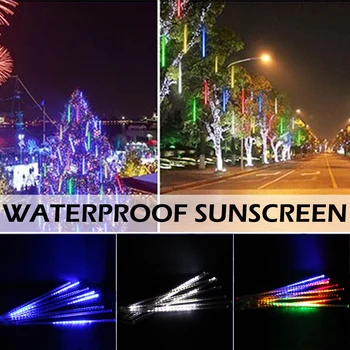 

White Meteor Shower Rain Tubes LED Christmas Lights for Outdoor Decoration 50cm 240Leds 220V US standard plug LED holiday lights