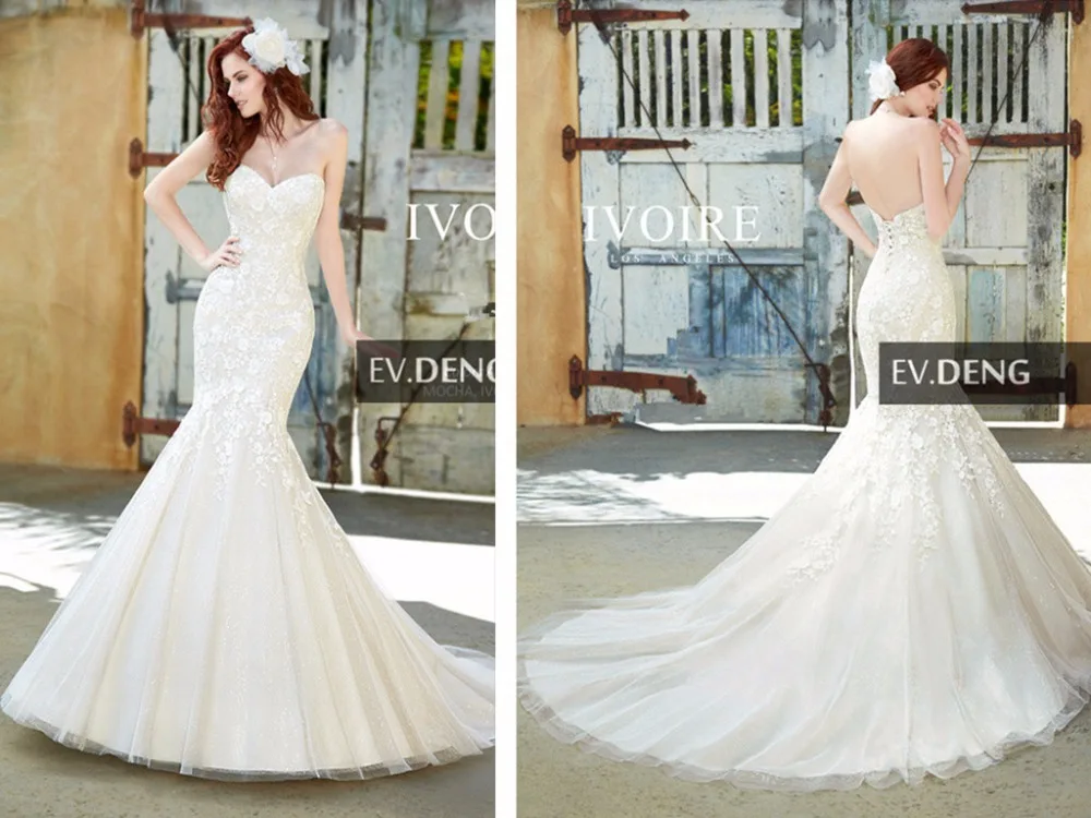 

long Lace Up appliques sexy mermaid lace wedding dress 2016 hot sale sweetheart vestido de noiva casamento bridal gown