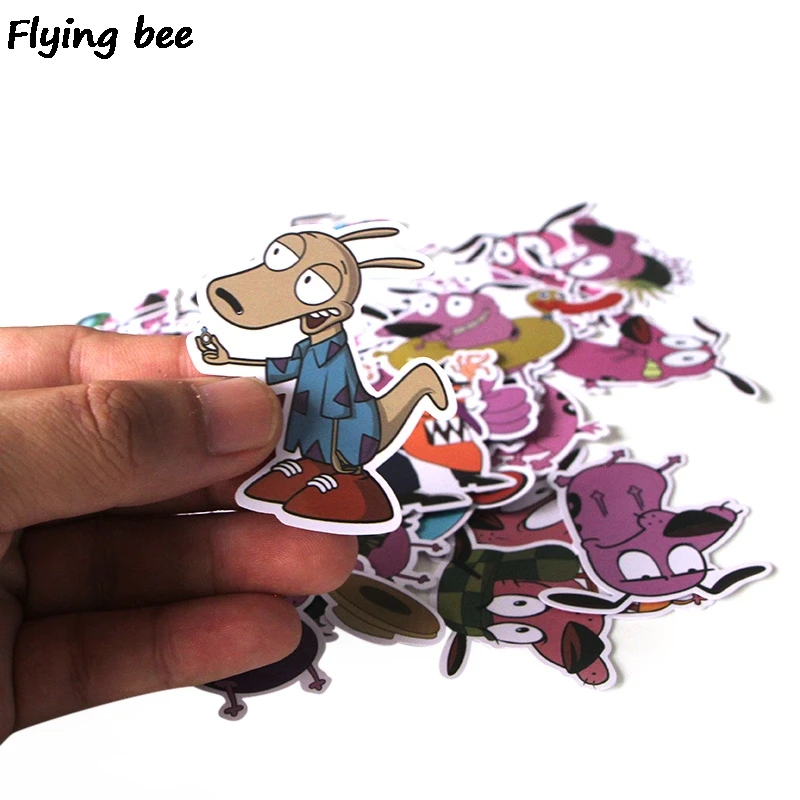 Flyingbee, 38 шт., смелость, трусливая собака, ПВХ, наклейка s, Скрапбукинг для телефона, багажа, ноутбука, велосипеда, гитарная наклейка, наклейка X0283