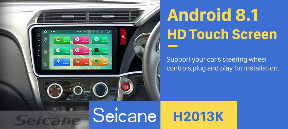 Perfect Seicane Touchscreen GPS Car Radio For 2014 2015 2016 2017 HONDA CITY Android 8.1/8.0 10.1" 1Din Wifi Multimedia Player 0