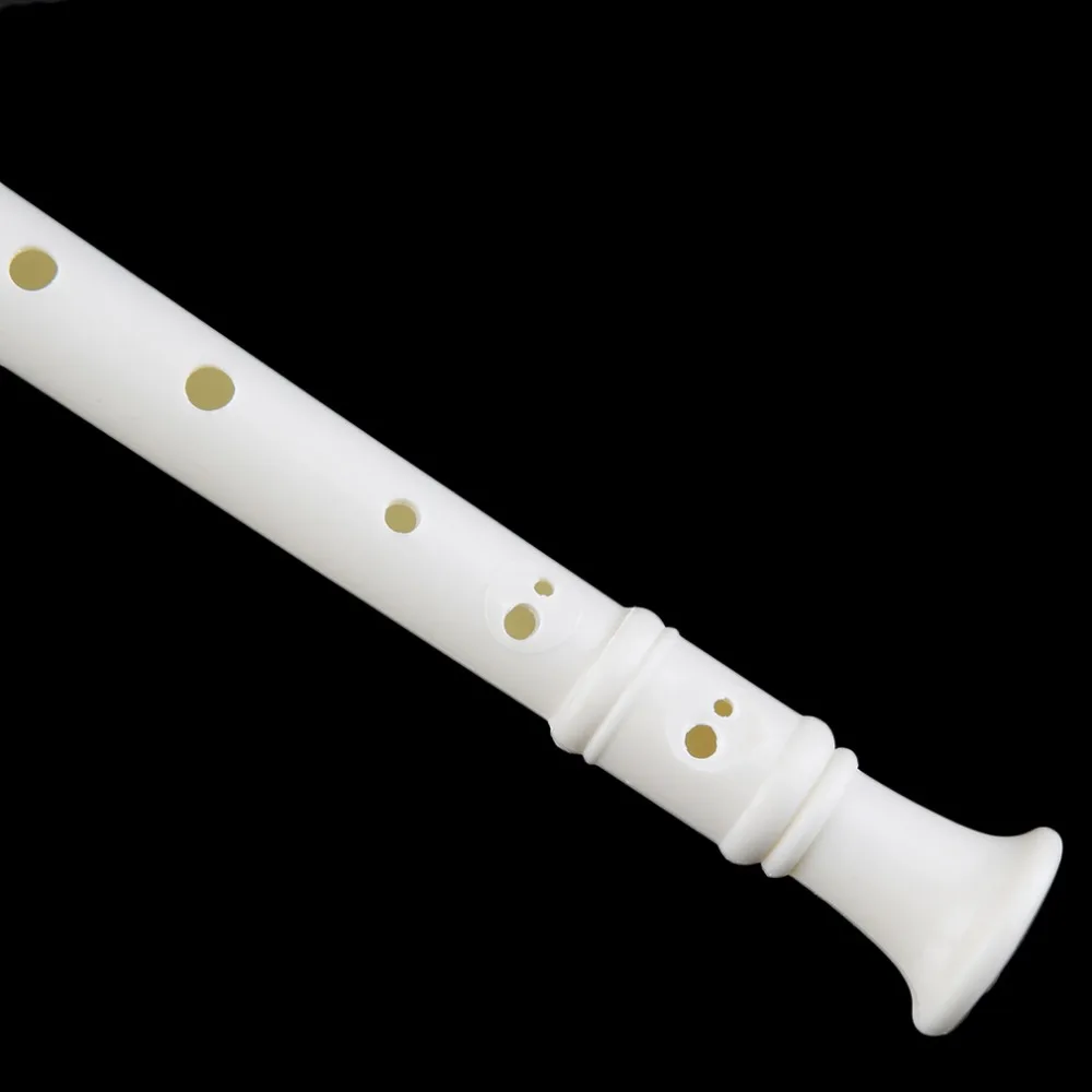 Portable Size White ABS Resin Instrument Musical Soprano Recorder Long Flute Fingering Early Education For Children