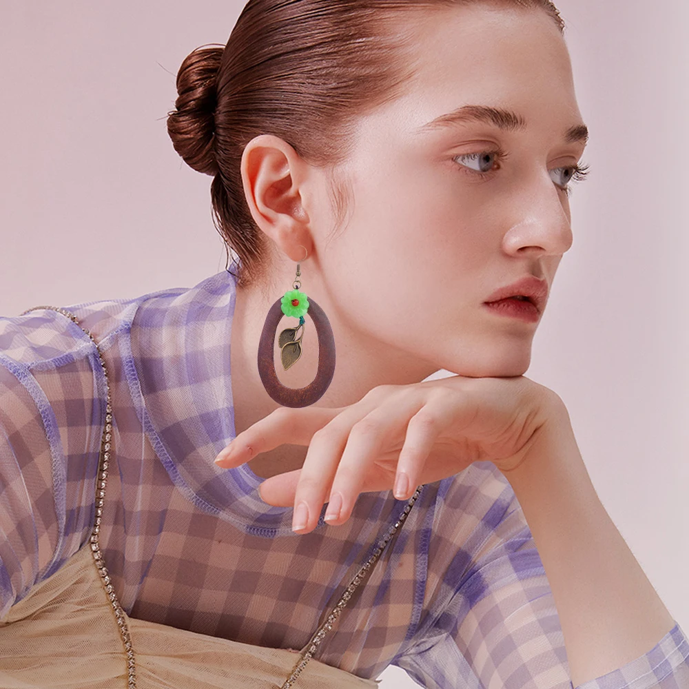 

NEW MYWINY OWN DESIGN standard oval shape earring vintage ethnic flowers earrings women