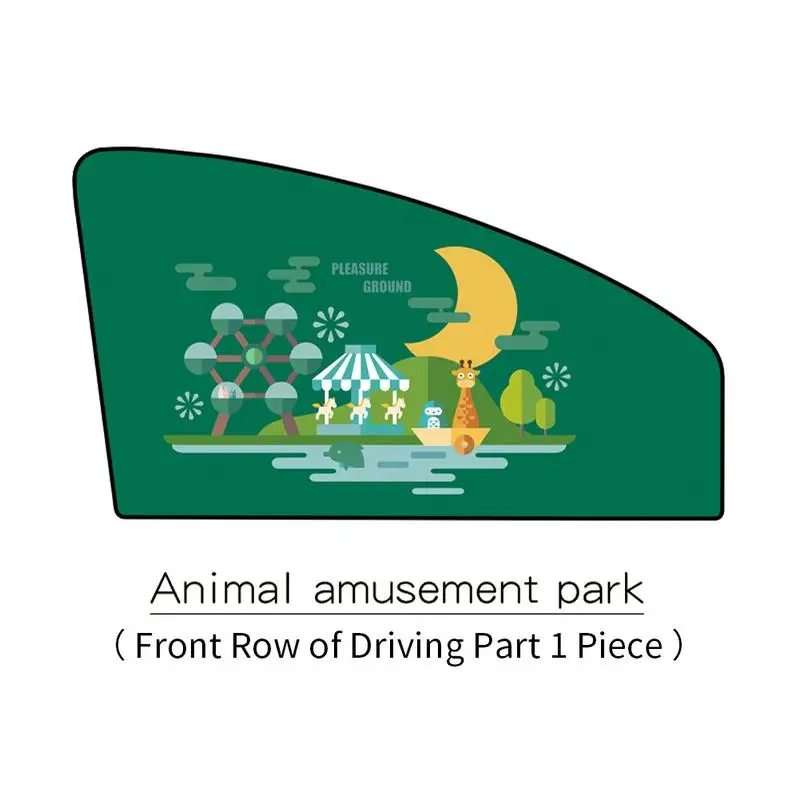 Car Sunshade Green Cartoon Magnetic Auto Side Window Sunscreen UV Protection Folding Car Curtain - Цвет: Белый