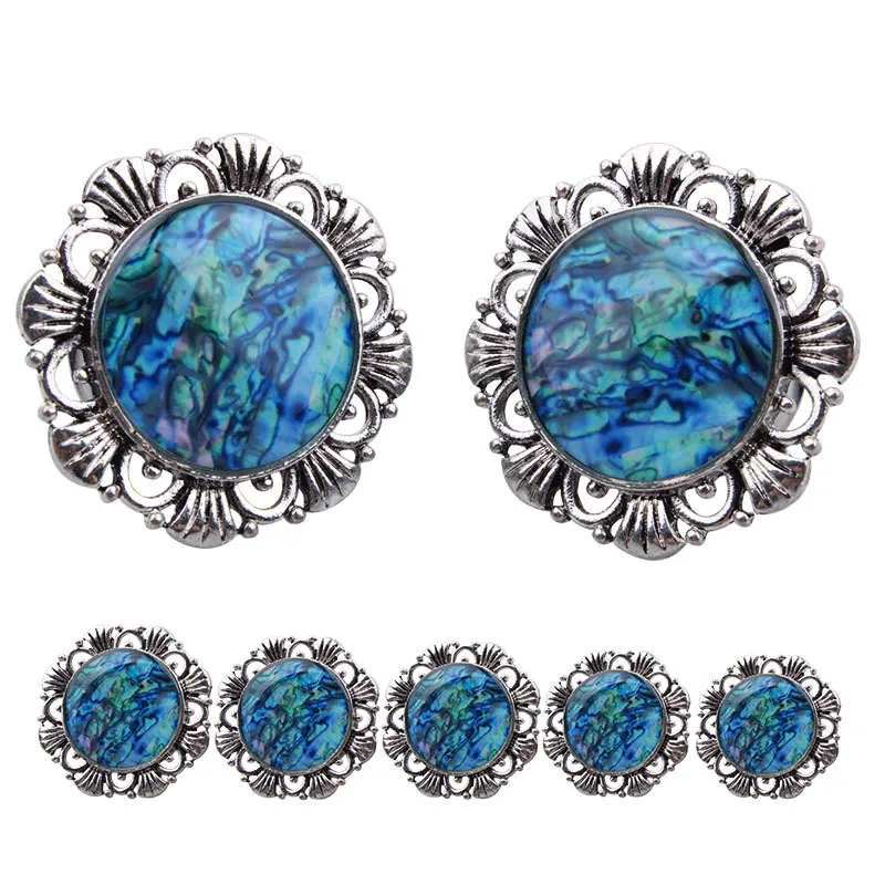 Queen's Plugs Flesh Tunnel Ear Expanders Stainless Steel Blue Opal Filigree Piercing Body Jewelry 1 Pair | Украшения и