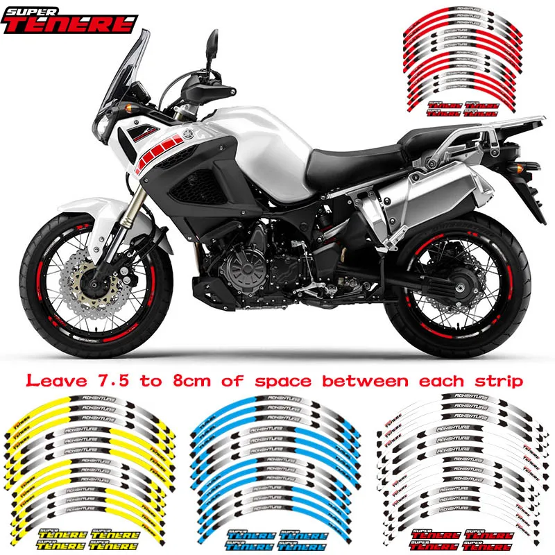 Adesivo Ruota Moto Anteriore E Posteriore 12 Pezzi Adesivo Esterno Per Yamaha Xt1200Z Ze Super Tenere Xt1200Z Super Tenere Raid Edition