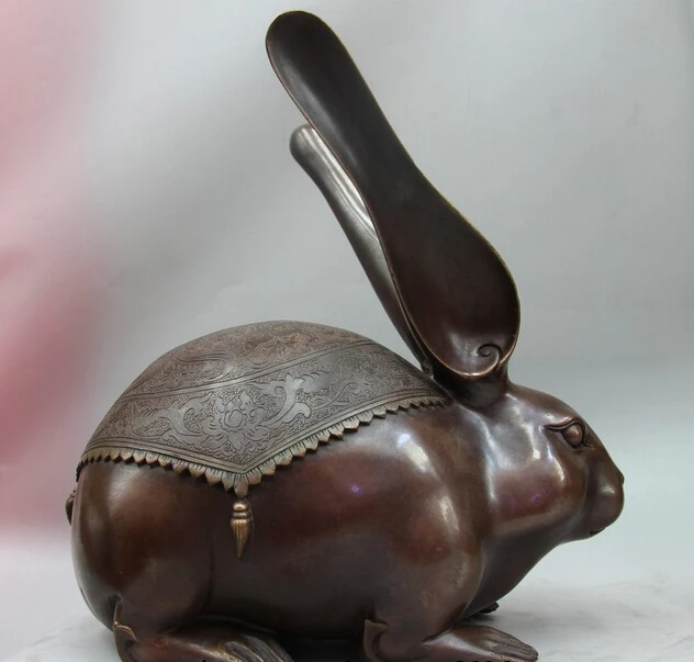 

wholesale factory China Red Copper Bronze Animal Flower Hare Coney Rabbit Zodiac Statue Sculpture