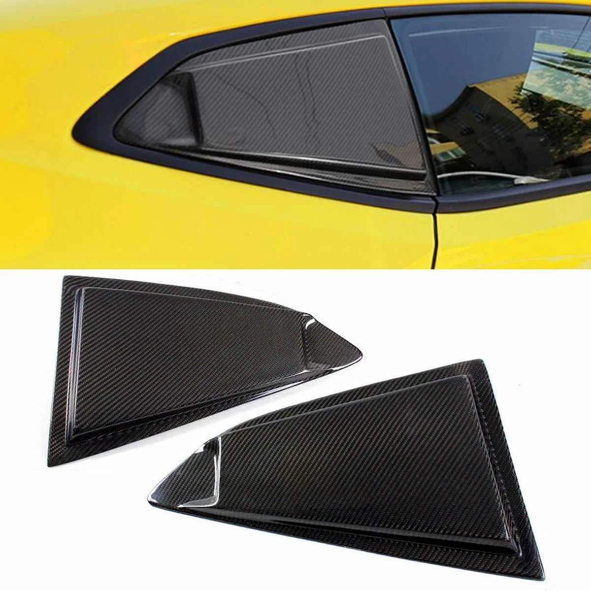 

2pcs Real Carbon Fiber Car Rear Side Window 1/4 Quarter Louver Cover Scoop For Chevy For Camaro 2016 2017 Exterior Door Panel