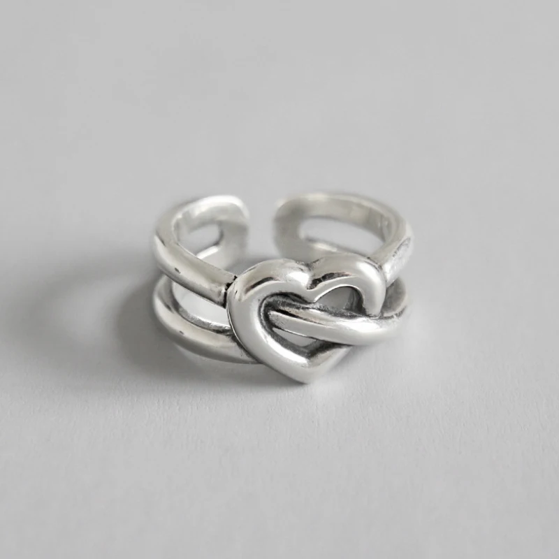 F.I.N.S Персонализированные 925 пробы серебряные кольца любовь для женщин корейская мода сердце палец кольцо хорошее ювелирное изделие подарок на день Святого Валентина