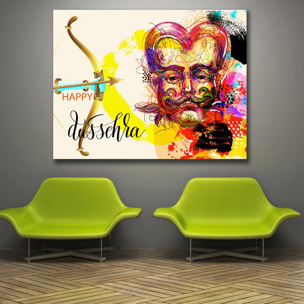 Embelish 1 шт. HD спрей Холст Картина маслом Happy Dussehra настенные художественные Плакаты