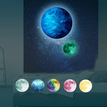 

Funlife(TM) Glowing Moon Wall Sticker,Luminous Stickers Home Decor,Safe for kids room,Removable Waterproof Decal,5 Colors 5 Size
