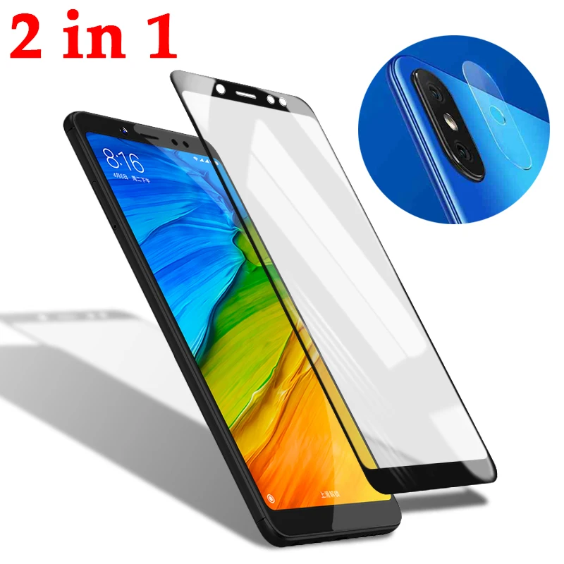 2 в 1 9D экран с объективом камеры закаленное стекло Защита для Xiaomi Redmi Note 5 Pro Note5