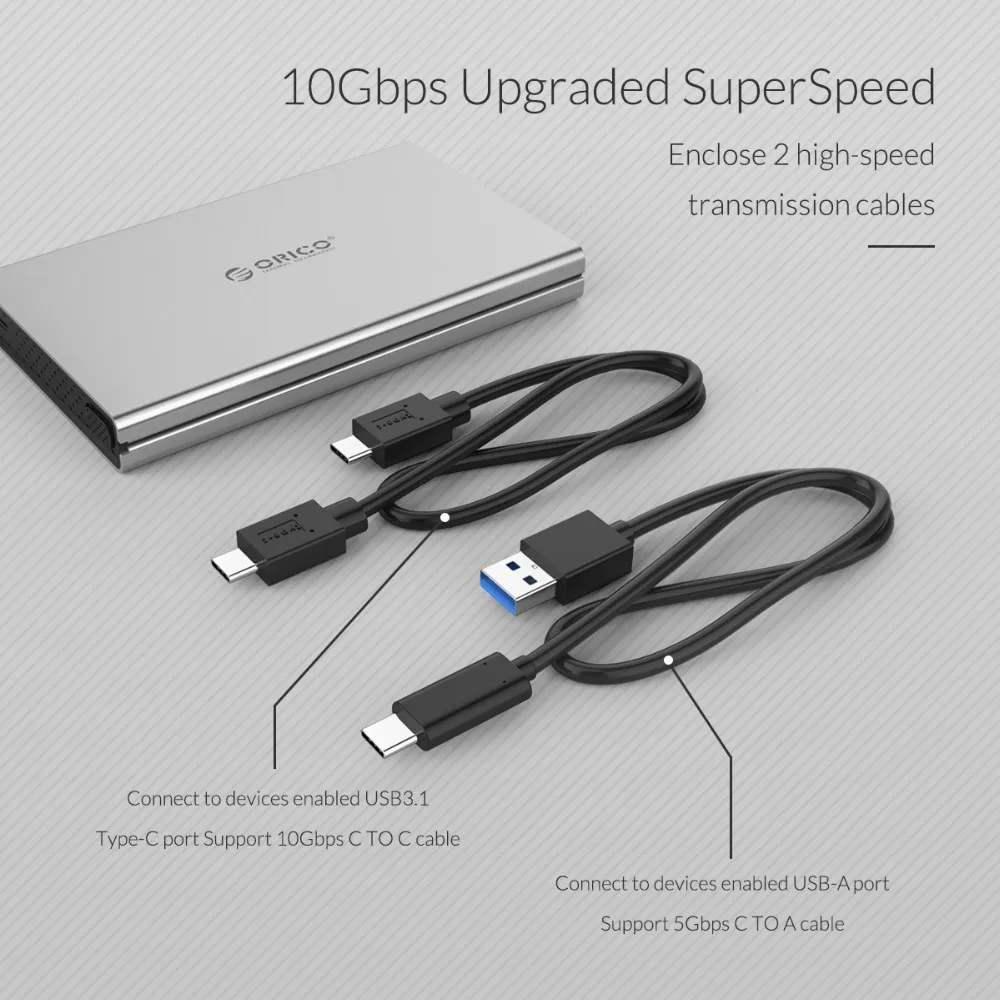 Чехол ORICO для жесткого диска 2 5 дюйма USB 3 1 Gen2 на SATA 0 10 Гбит/с|Корпус диска| |