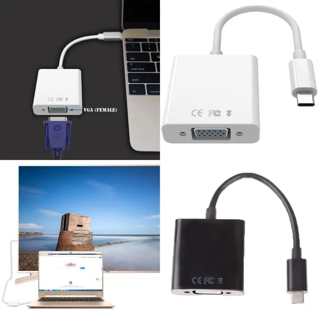 Тип C к VGA адаптер usb-кабель C и разъемом типа «мама» VGA для Macbook