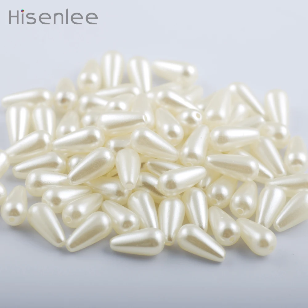 

100pcs/50pcs Two Hole The Shape Of Water Drop White/beige Plastic Imitation ABS Pearl Beads For DIY Bracelet Making