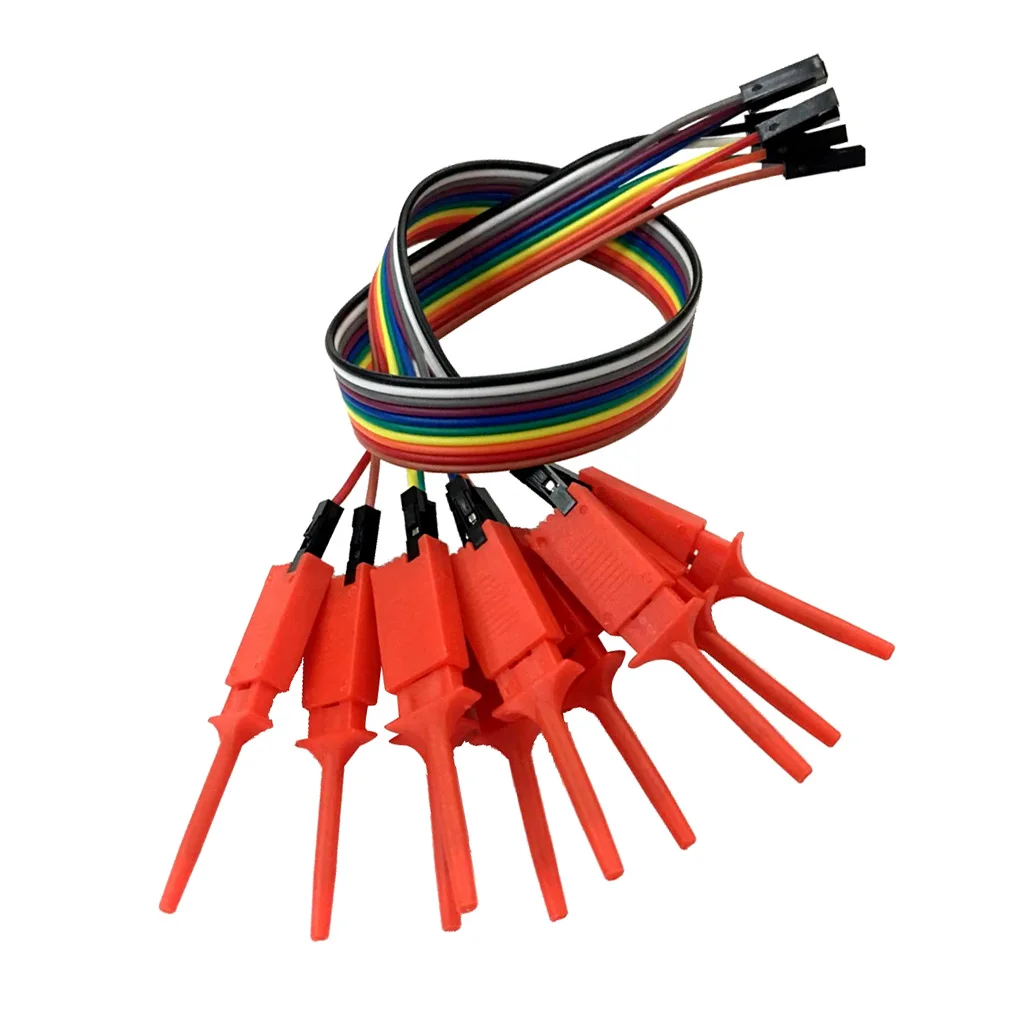 6 Pcs Connect the Chip Pins 10-Pin Test Hook Clip For Logic Analyzer - Assorted Color