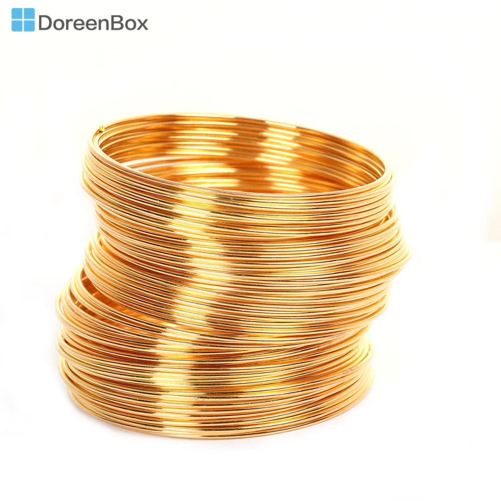 

Doreen Box Steel Wire Beading Wire Bracelets Components Gold Color 5.5cm(2 1/8") - 5cm(2") Dia. 100 PCs