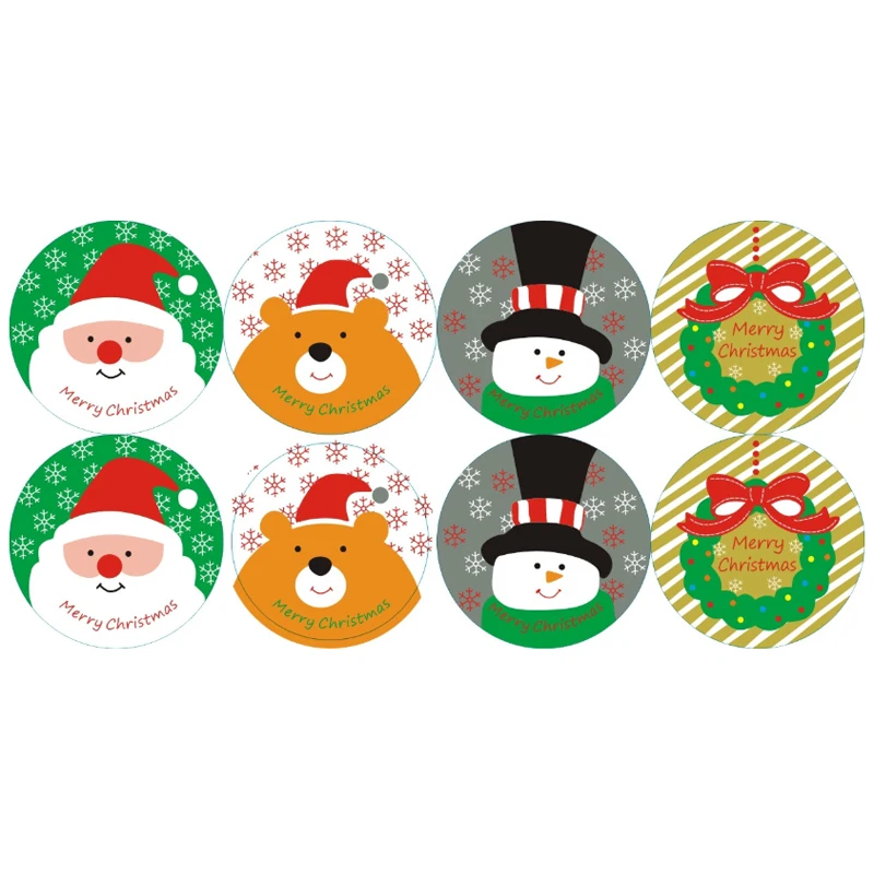 80 шт./лот, Рождественский Санта Клаус, медведь, снеговик, круглые самоклеящиеся этикетки, наклейки, крафт-бумага, Подарочные наклейки «сделай сам»