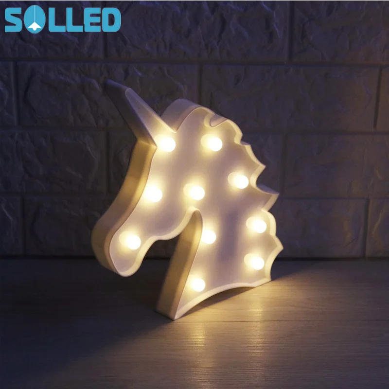 

SOLLED 3D Unicorn Marquee Light with 10 Warm White LED for Home Decoration LED Marquee Sign LED Light up Unicorn Letters Lamp