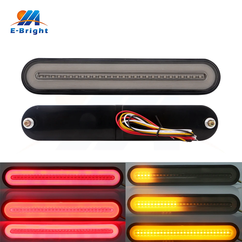 

1 Pair 3 In 1 Design 2835 100 Led DRL Emergency Warning Light 12V Auto Styling Truck Taillights Streamer Turn Signals Yellow+Red