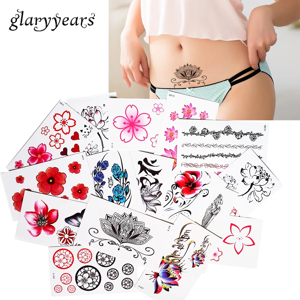 

1 Sheet Pink Lotus Flower Style Temporary Waterproof Tattoo Sticker Hand Back Finger Arm Leg Body Art Painless Tattoo 2019 Cool