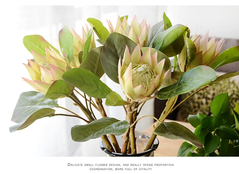 3 шт./лот, искусственные африканские протеа, Cynaroides, цветы Флорес, ветви для осени, свадебные декоративные венки, растения, аксессуары для стола