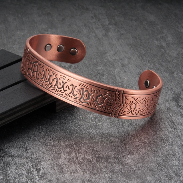 Men's 8 Inch Solid Copper Magnetic Cuff Bracelet CBM371- 1/2