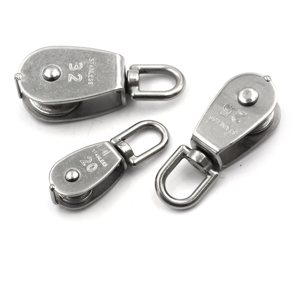 Steel Wire Pulley Heavy Duty Steel Single Wheel Swivel Lifting Stainless Steel M20 M25 M32 Rope Pulley Block For Wire Rope
