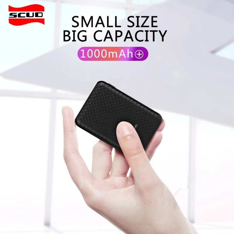 Scud mini power bank 10000 мАч + USB кабель со светодиодным цифровым дисплеем маленький тонкий
