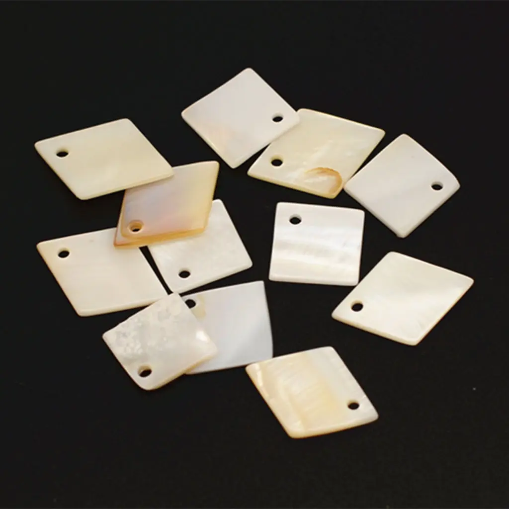 12pcs MOTHER OF PEARL Shell Charm Beads Square Diamond Shapes for Pendant Earring Bracelet Making
