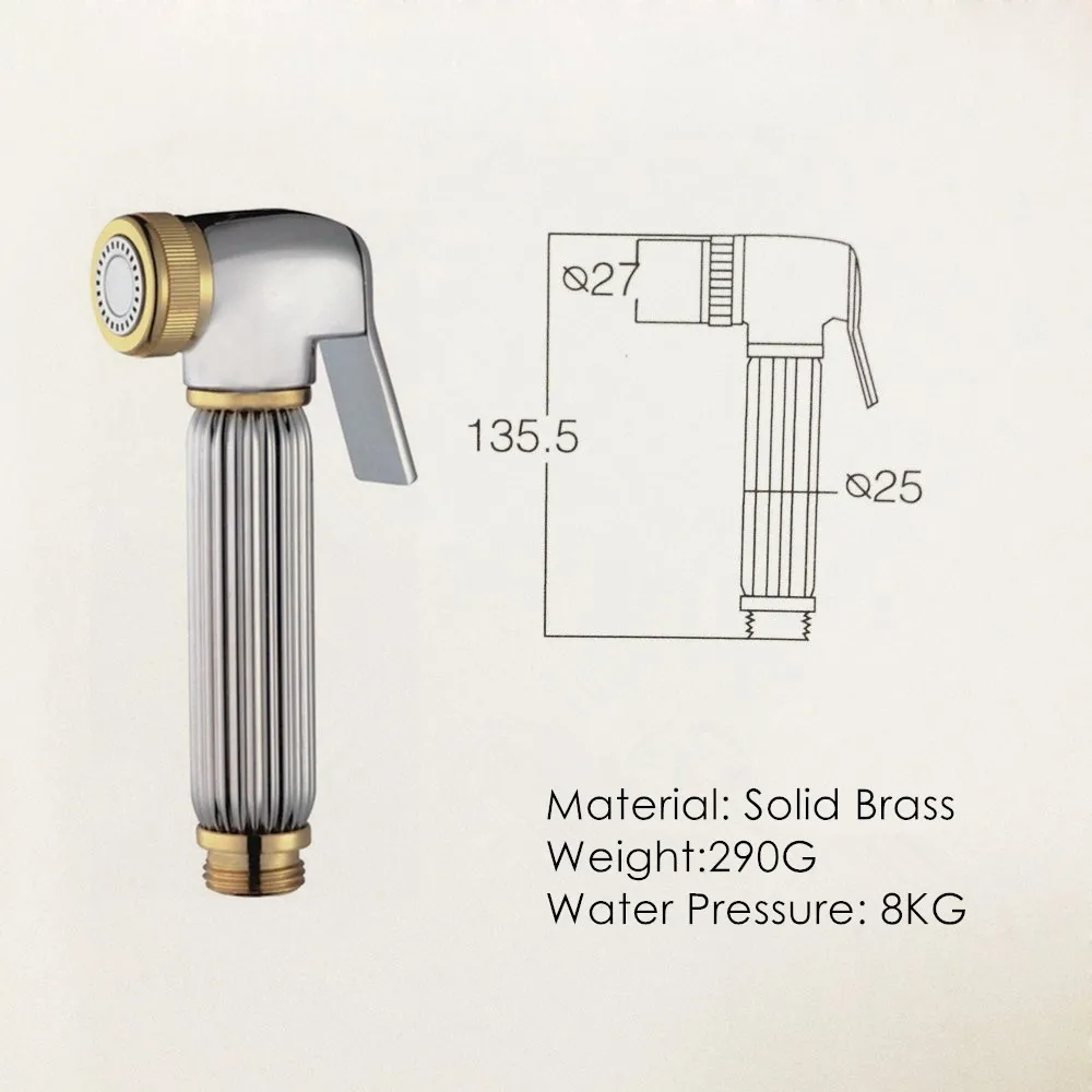VOURUNA современный роскошный Твердый латунный ручной Туалет Биде мини мусульманский Душ биде спрей высокого давления небольшой Shattaf Spayer