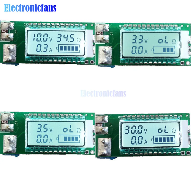 

18650 26650 Digital LED Lithium Li-ion Battery Tester Meter Back Light Voltage/Capacity/Current/Load Resistance Tester Module