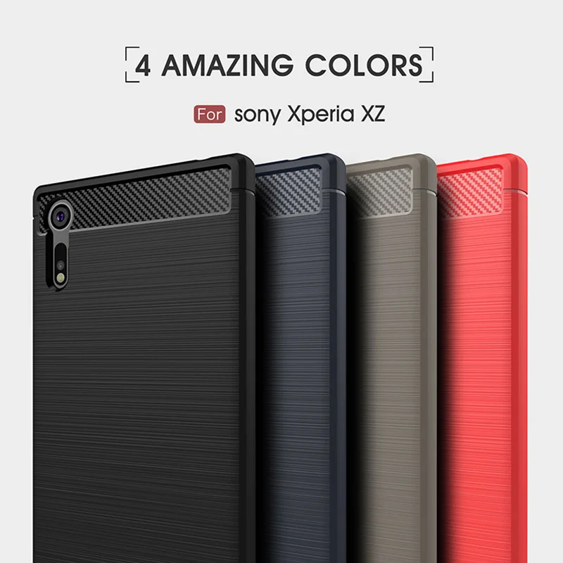 

1Pcs Luxury Mobile Phone Cases for SONY Xperia XZ Silicone Drop Protection Gel carbon fiber Soft Shell