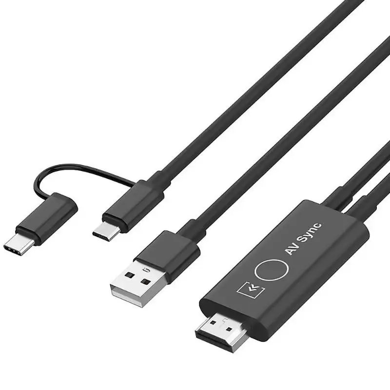 3 in 1 Adapter cable Type-C/Micro USB/USB to HDMI HDTV Adapter Cable w/Bluetooth Connection 1.8m multi-funtion Data Line