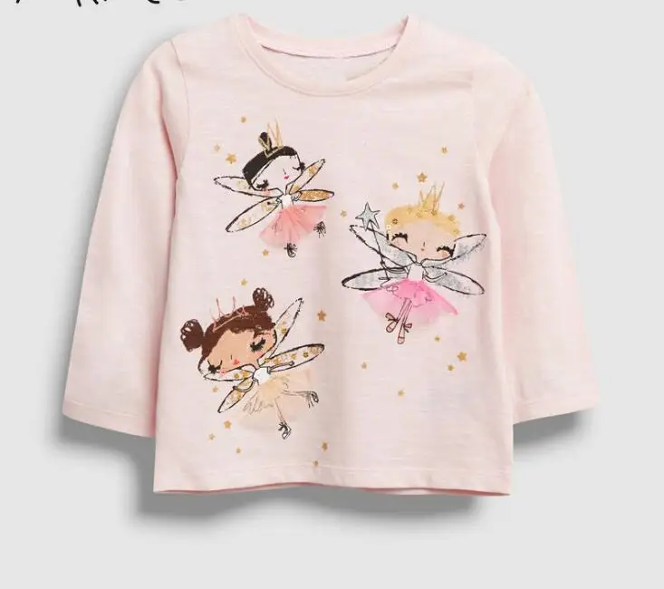 Baby Girls Fall Cotton Cartoon T-shirt, Princess Kids Cute Long Sleeve Top 6 pieces/lot, Wholesale